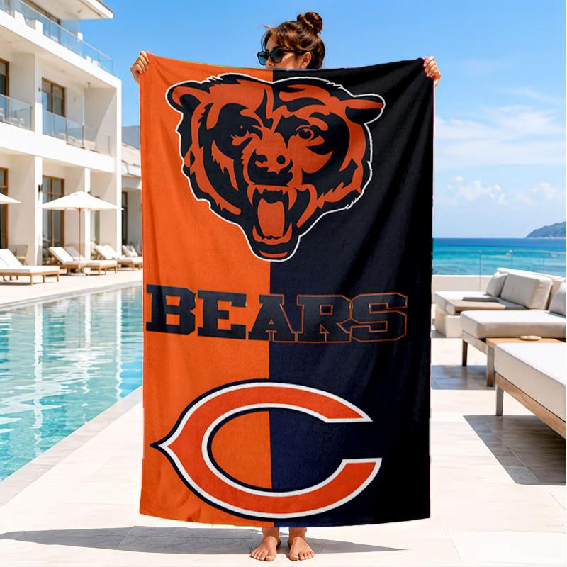 Chicago Bears Beach Towel, Quick-drying, Easy to Care for, Suitable for Both Fitness and Beach Vacations,Sports Essential