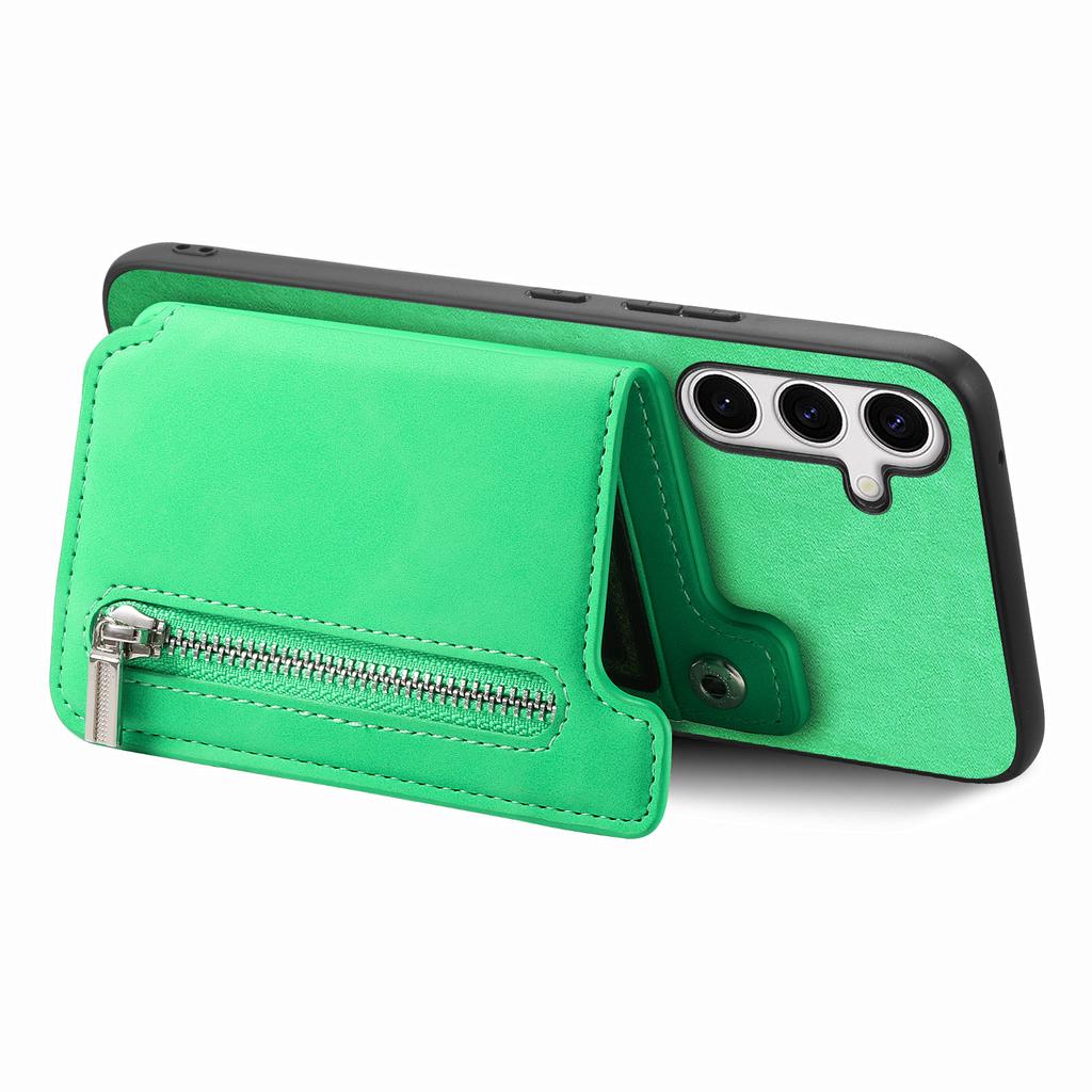 For Samsung Galaxy S25+ Case Magnetic Detachable Zipper Card Holder Leather Phone Back Cover