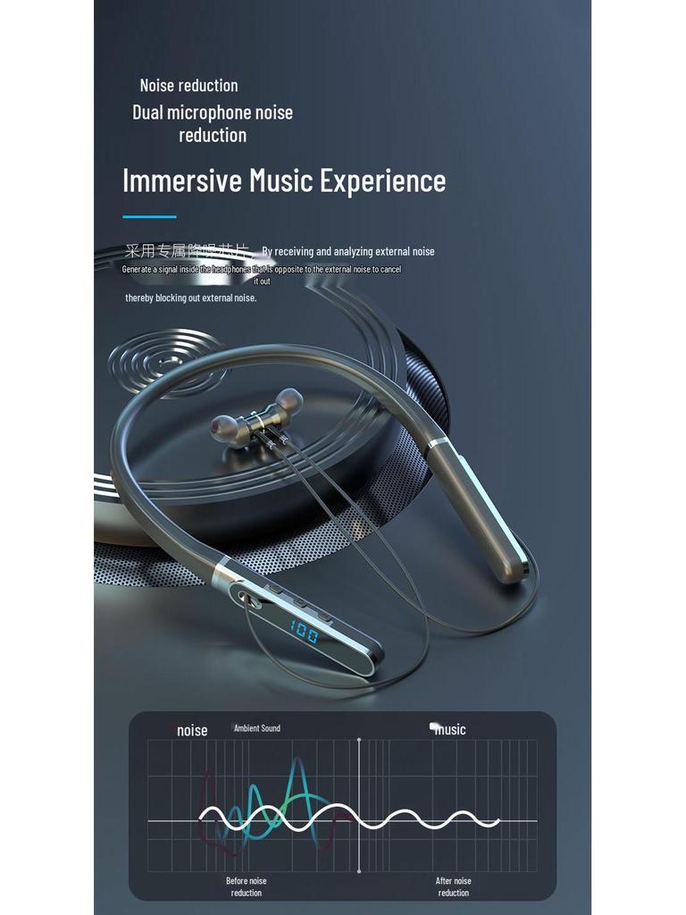 Bluetooth-наушники с шейным ободом, с длительным временем работы от аккумулятора, большим запасом громкости, совместимые с устройствами Apple, Huawei и Android