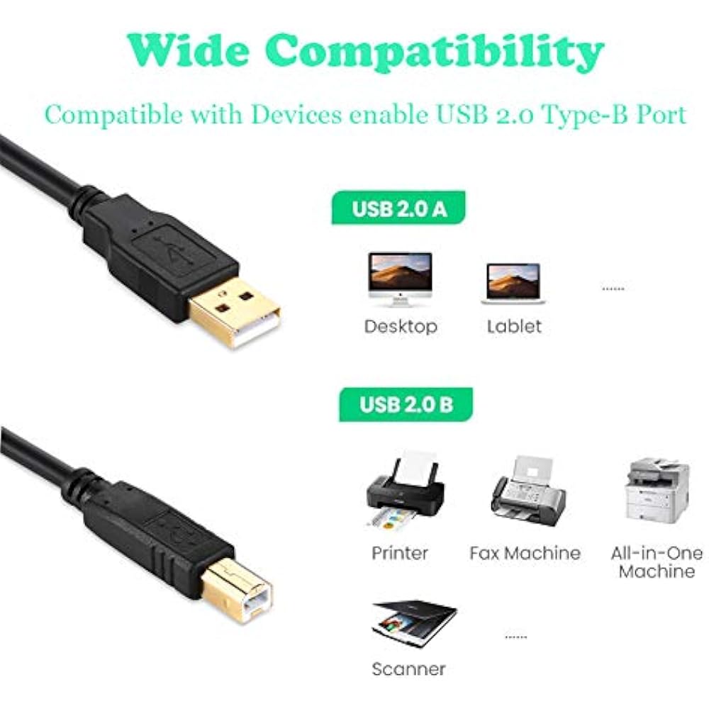 XBOHJOE USB 2.0 Кабель для принтера A Папа на B Папу Позолоченный Разъем Кабель для принтера и сканера Comp...