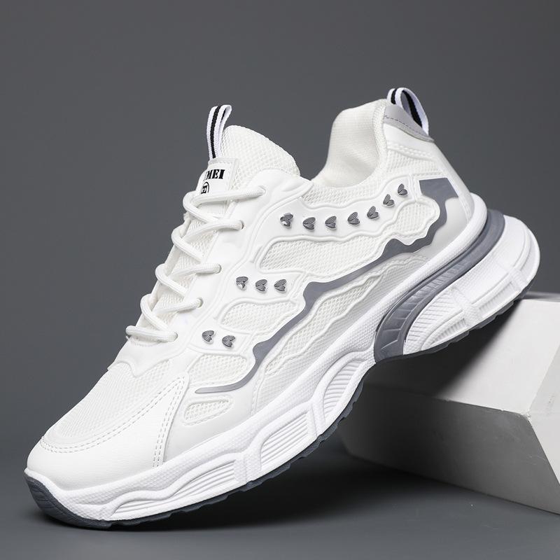 Мужские дышащие сетчатые кроссовки 2025 осень новые универсальные повседневные легкие белые туфли модная спортивная мужская обувь