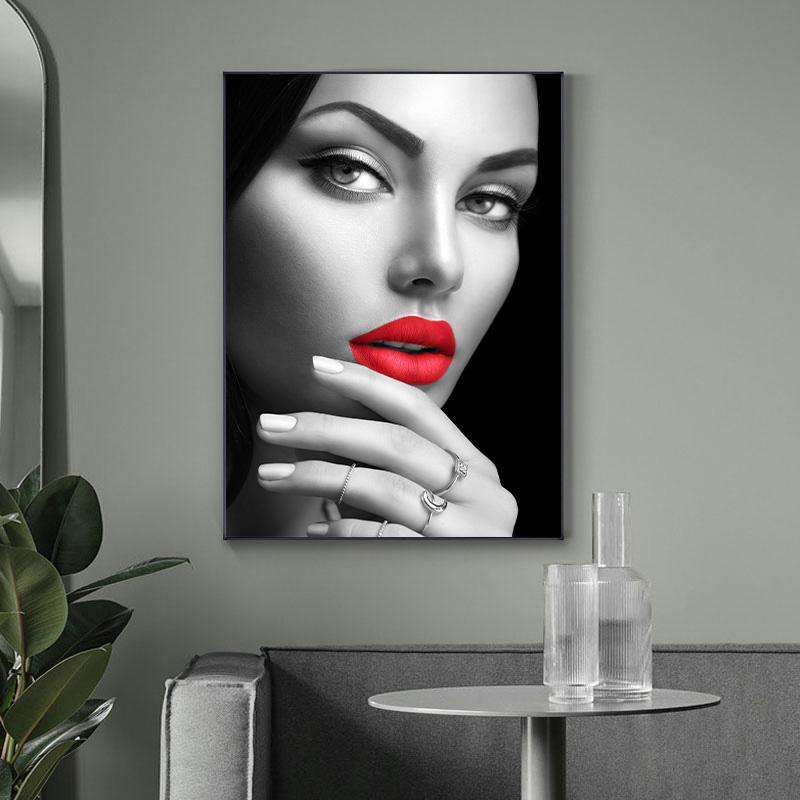 Красные губы женщина холст картины постеры и печать настенная живопись картина для гостиной домашний декор