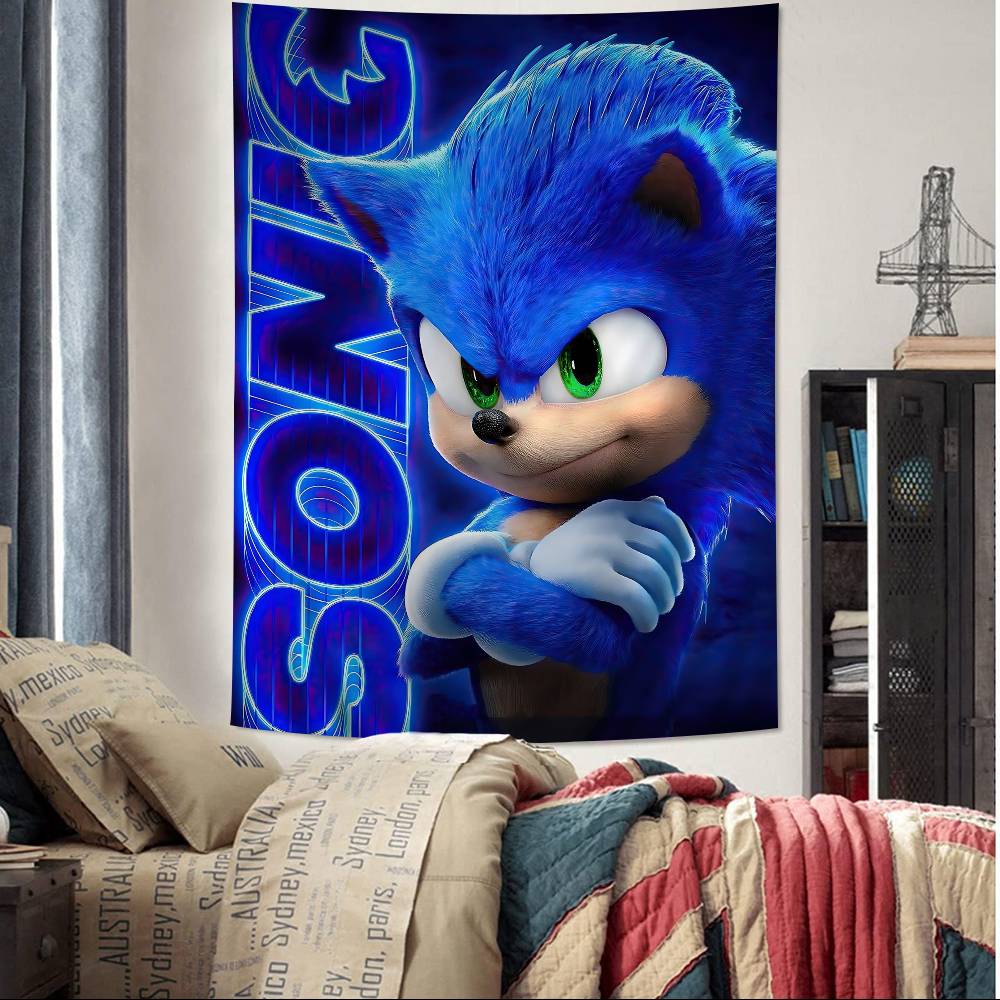 SupersonicSSonicGame Classic Movie Printed Large Wall Tapestry Art Science Fiction Room Home Decor Decor Blanket