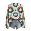 Женский рождественский свитер с принтом, длинный рукав, мягкий повседневный топ для осени, зимы, праздников