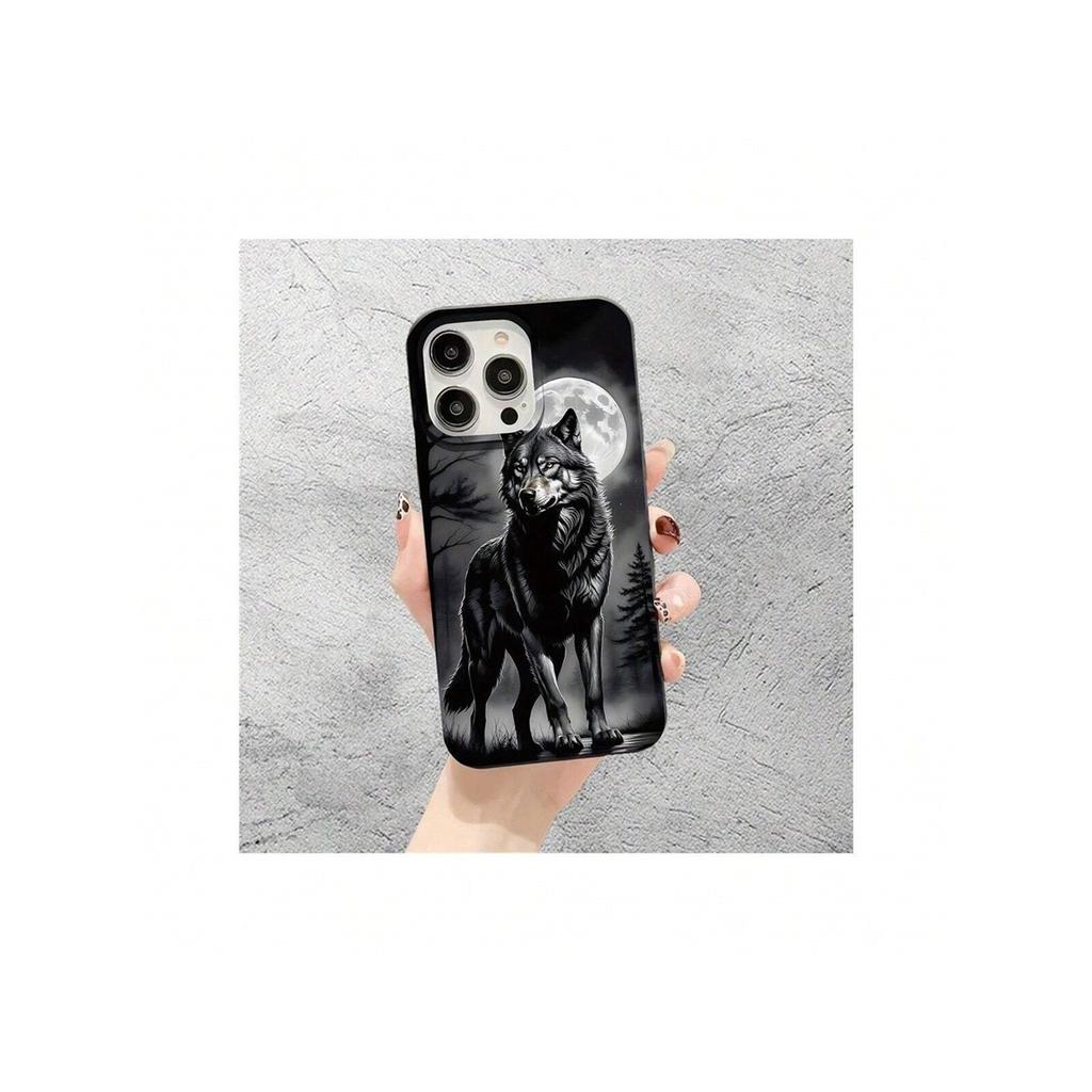Силуэт Воющего на Луну Волка Матовое ТПУ Чехол для Телефона Для IPhone 15 Pro Max и Samsung Galaxy S24 Ultra, Ударопрочный Чехол