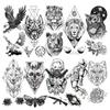 10 Sheets Black Animals Temporary Tattoos For Adults Arms Realistic Fake Geometric Lion Tiger Tattoo Waterproof  Skull Gangster Tatoos Sticker Body Ar