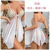 Women's Embroidered Lace Sheer Mesh Backless Slit Tie Sleep Dress Lingerie Set