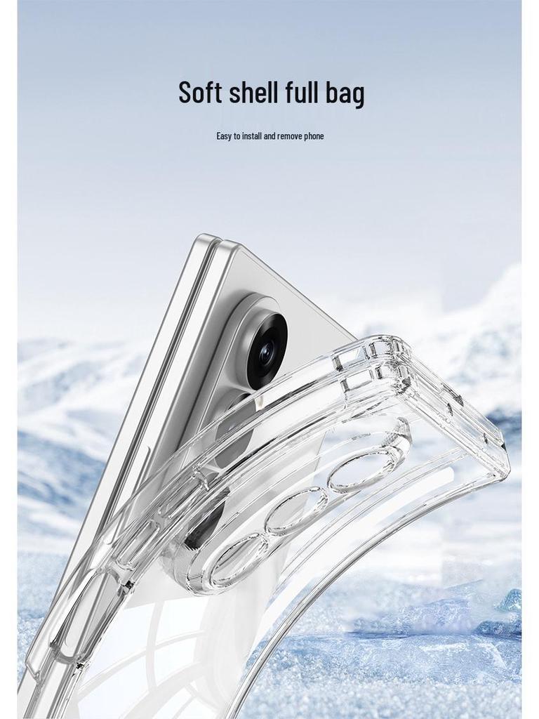 Samsung Z Fold7 Airbag Anti-Fall MagSafe Case with Rotating Ring Stand and Transparent Shell