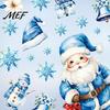 Winter Wonderland Window Stickers 9Pcs Christmas Clings, Blue Santa Snowman Reindeer Static Stickers, Glue Free Decals Reusable Double