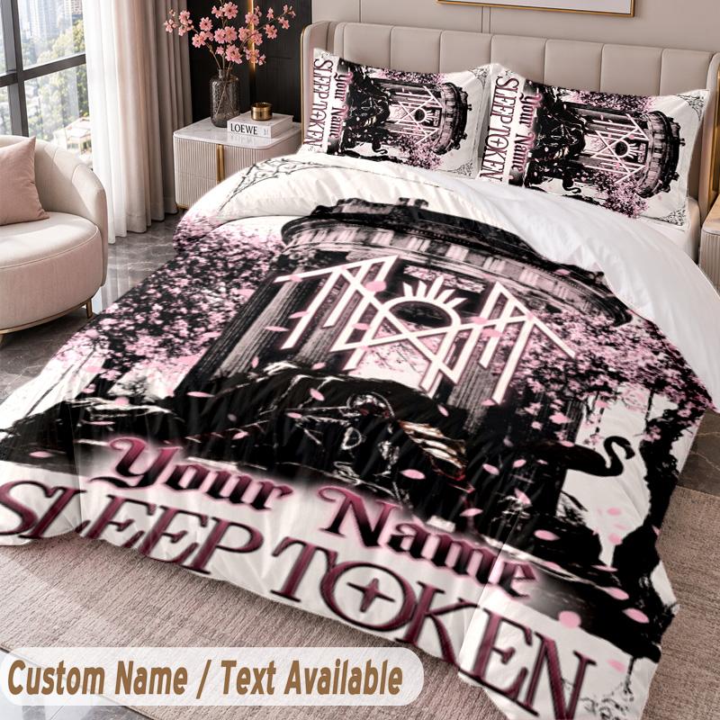 Custom Name Text 3Pcs Bedding Set Sleep Token Duvet Cover And Two Pillowcases