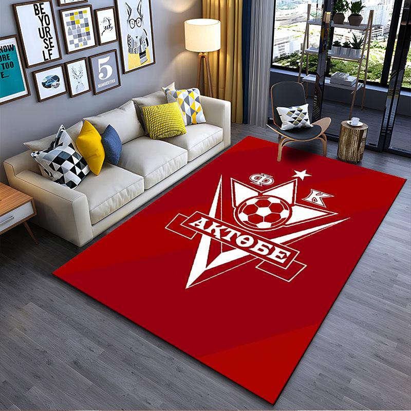 Red Carpet with Soccer Logo suitable as a non-slip mat for the living room or bedroom sofa