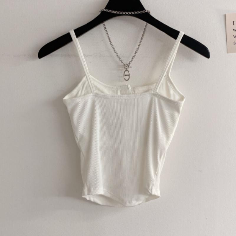 Honey J Coed Cap Integrated Ribbed Button Asymmetrical Tank Top 3 Colors