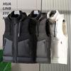Men Winter Waistcoat Hooded Sleeveless Thick Solid Color Cardigan Padded Windproof Warm Smooth Pockets Drawstring Men Winter Vest Coat