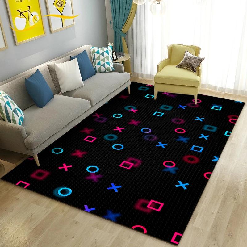 Cartoon Gamer Game Controller Carpet For Living Room Non Slip Parlour Sofa Large Area Rug Bedroom Kid Play Room Floor Mat