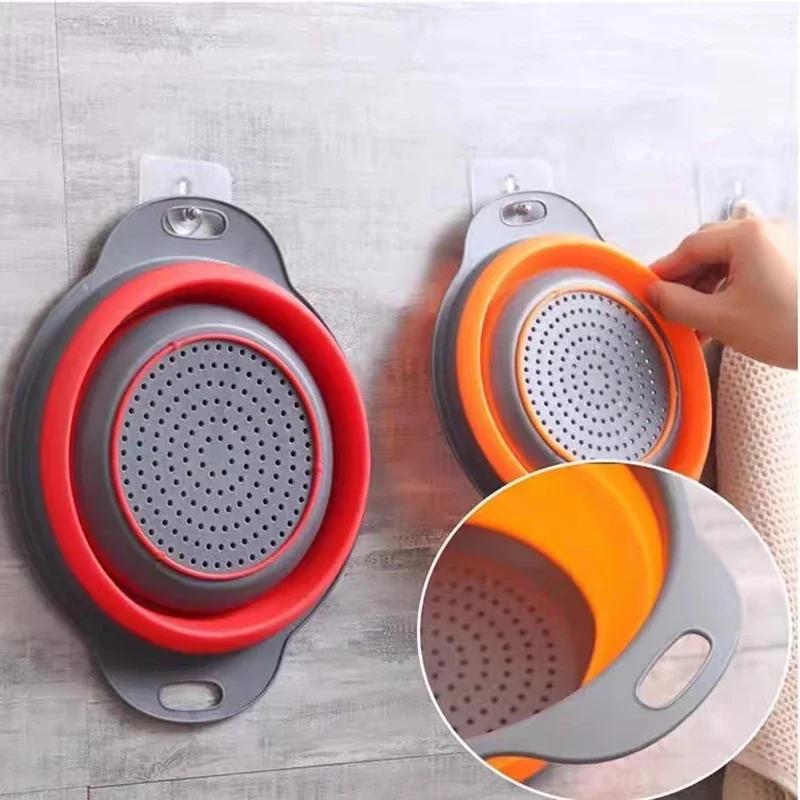 Складная раковина для очистки овощей и фруктов, дренажная корзина, силиконовый складной дуршлаг, складная сушилка для мытья, кухонные инструменты для хранения