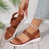 2025 Summer New Casual Sandals Women's Comfortable Flat Heel Fish Mouth Velcro Foreign Trade Large Size Women's Sandals Spot