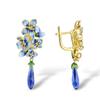 Серебряные серьги-хугги с кластером из сапфира и фианита, серьги с синими и белыми кристаллами разной огранки для женщин