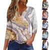 Women's T Shirt Tee Print Button 3/4 Sleeve Daily Weekend Fashion Basic V- Neck Regular Top