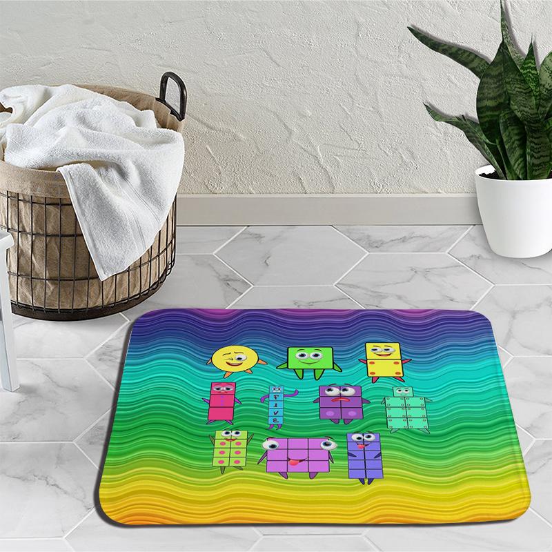 Коврики с цифровыми блоками с героями мультфильмов для спальни, плюшевые коврики с цифрами, коврики из фильмов, прикроватные коврики, нескользящие напольные коврики
