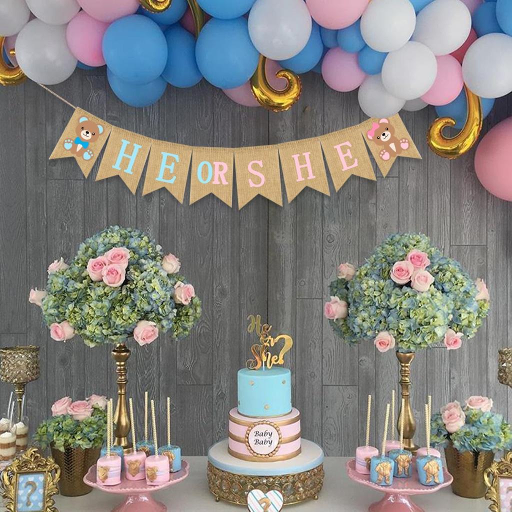 Баннер 'Медведь Он Или Она' для Детского Праздника Раскрытия Пола Мальчик Девочка Баннер из Мешковины Лесной Лес Приветствие Малышу Гирлянда Знак Фон