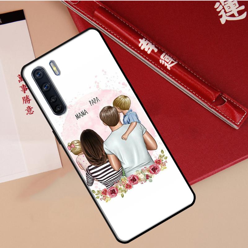 Черные Каштановые Волосы Малыш Мама Девочка Сын Чехол Для Oppo A40 A78 A54 A74 A94 A17 A57 A77 A76 A16 A96 A18 A60 A80 A38 A58 A98 A15 A5 Pro