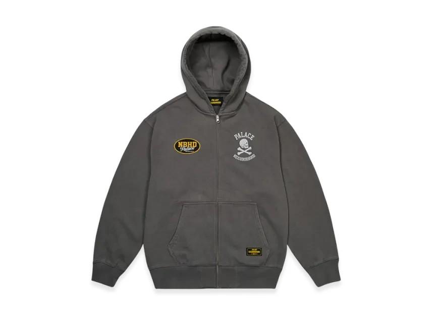 PALACE NEIGHBORHOOD Skull Zip Hood Charcoal 2 TIF