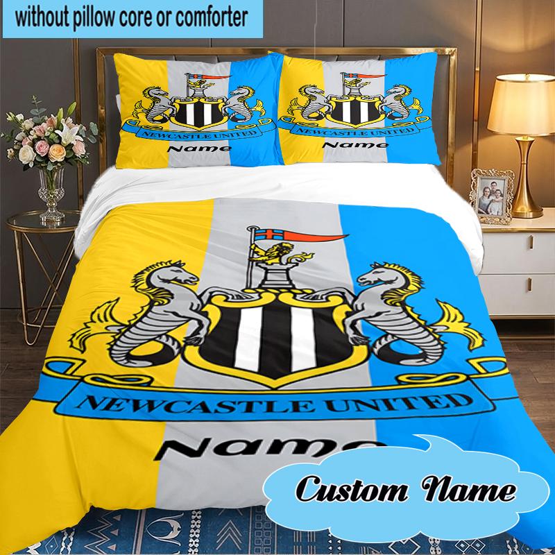 Custom Name Newcastle Crest Bedding Set 3pcs, Bedding Set Including 1pc Duvet Cover And 2pcs Pillowcases for Bedroom, Dormitory Gift