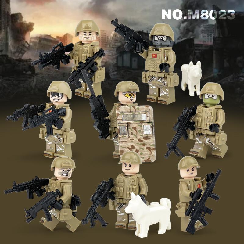 M8023 Military Building Block Border Patrol Assault Force Miniature Toy Bags