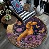 Dachshund Butterflies Round Area Rug,Carpet Rug for Living Room Bedroom Sofa Playroom Decor,Non-slip Floor Mat