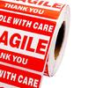 500Pcs/Roll Fragile Label Sticker Red White Handle with Care Fragile Thank You Self-adhesive Rectangle Package Box Shipping Warning Decal Kit
