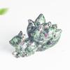 Фигурка Лисы-девятихвостки из смолы с натуральными кристаллами для украшения рабочего стола Подарок для друзей