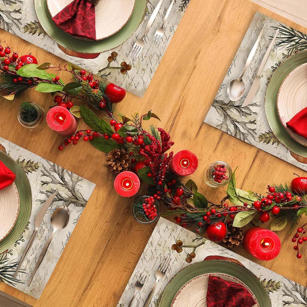 Рождественские подставки под тарелки Мультяшные Вечеринка Изоляция Обеденный стол Рождественская атмосфера Подставки под тарелки