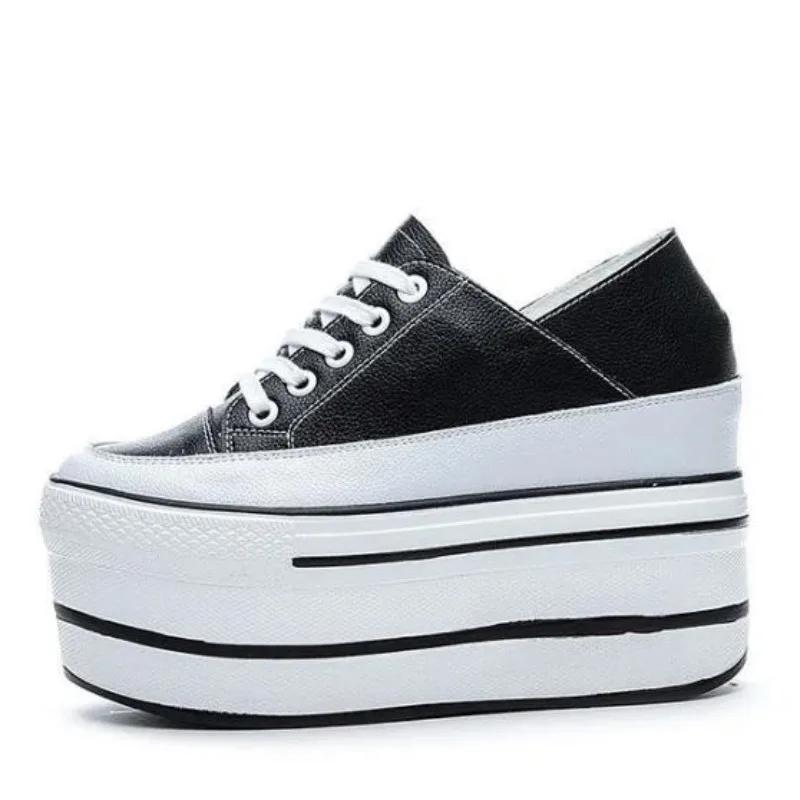 Мода Натуральная Высота Увеличена Супер Высокая Платформа Повседневная Спортивная Женская Повседневная Обувь Клиновидный Каблук Увеличенный Каблук Слипоны Кроссовки