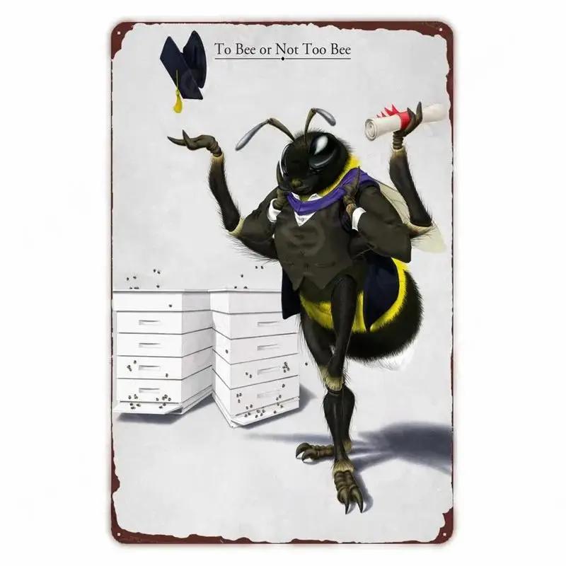 Винтажный плакат с надписью "Будь добр", забавный, медоносная пчела, счастливый, ретро, металлическая табличка, для дома, для улицы, на стену, слоганы пчеловода, искусство, жестяная табличка, украшение