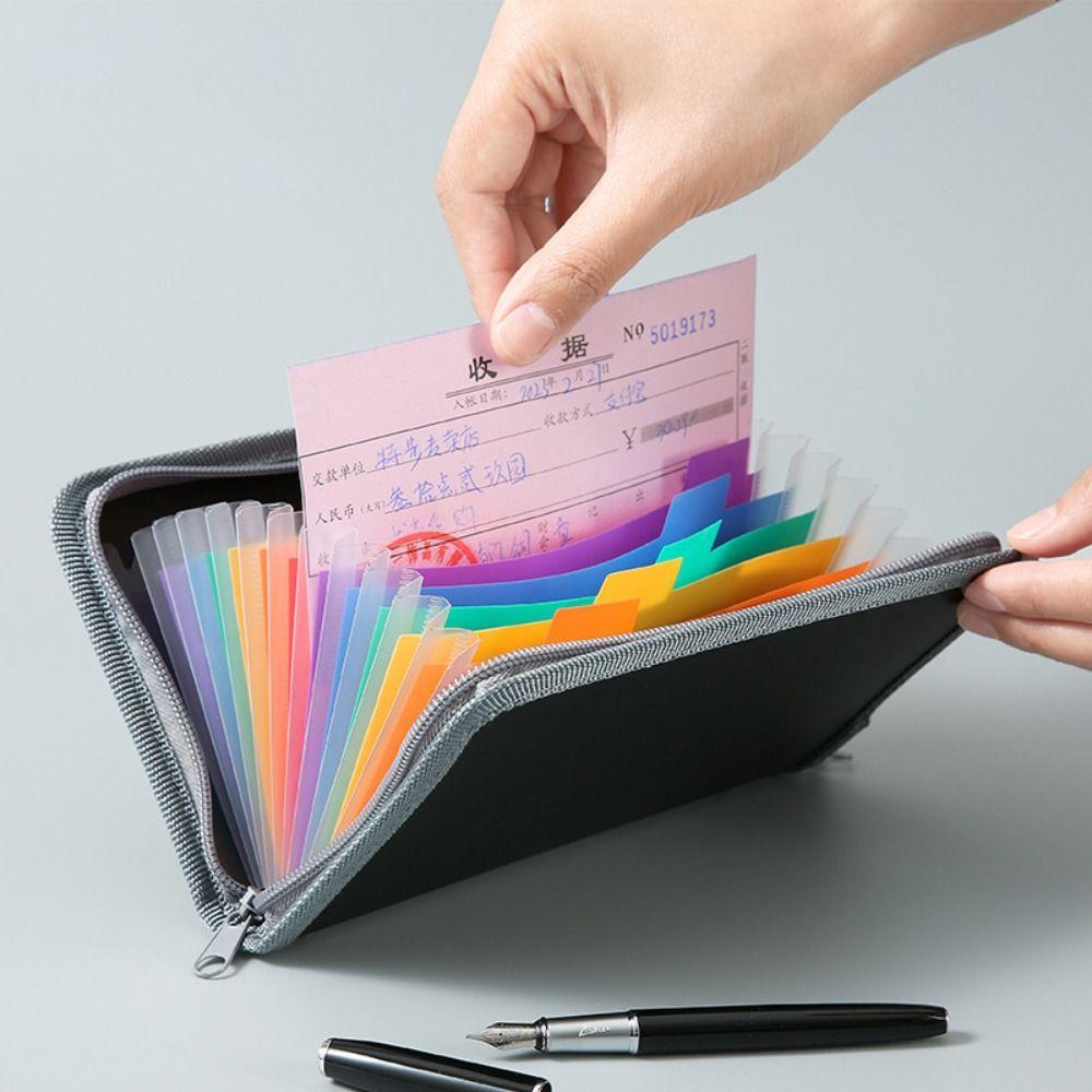 Large Capacity Zipper Ticket Bag Multi-layer Rainbow Organ Bag High Quality A6 File Folder