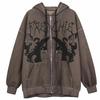 Y2K Harajuku Goth Angel Dark Print Hip Hop Streetwear Hooded Zip Jacket Coat Women Men Unisex Hoodies Top Clothes