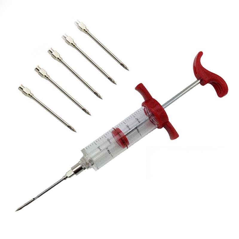 5 игл из нержавеющей стали, набор шприцов для специй, инжектор для мяса и барбекю, аксессуары для соуса и маринада
