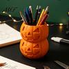 Unique Desk Organizer 3D Printed Double Pumpkin Pen Holder, Stacked Desktop Organizer, Stationery Halloween Storage Container for Pencils Markers And