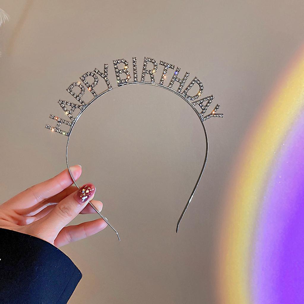 2025 С Новым годом С Рождеством Повязка на голову с бриллиантовой надписью С днем рождения Вечеринка Нарядные повязки для волос для женщин девушек