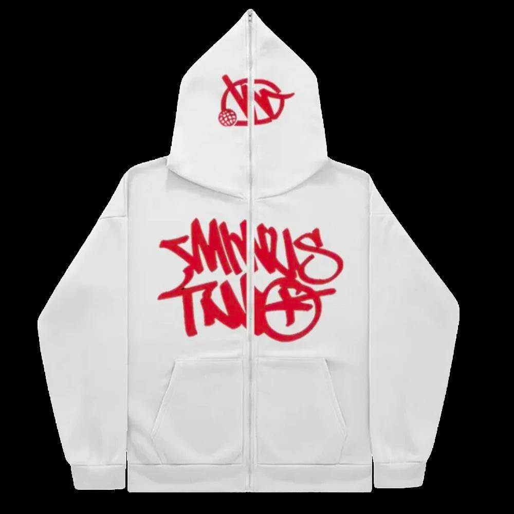 2023 Cross-border New American High Street Hip-Hop National Trend Printed Zipper Sweatshirt Trendy Fashion Versatile Couple Hoodie