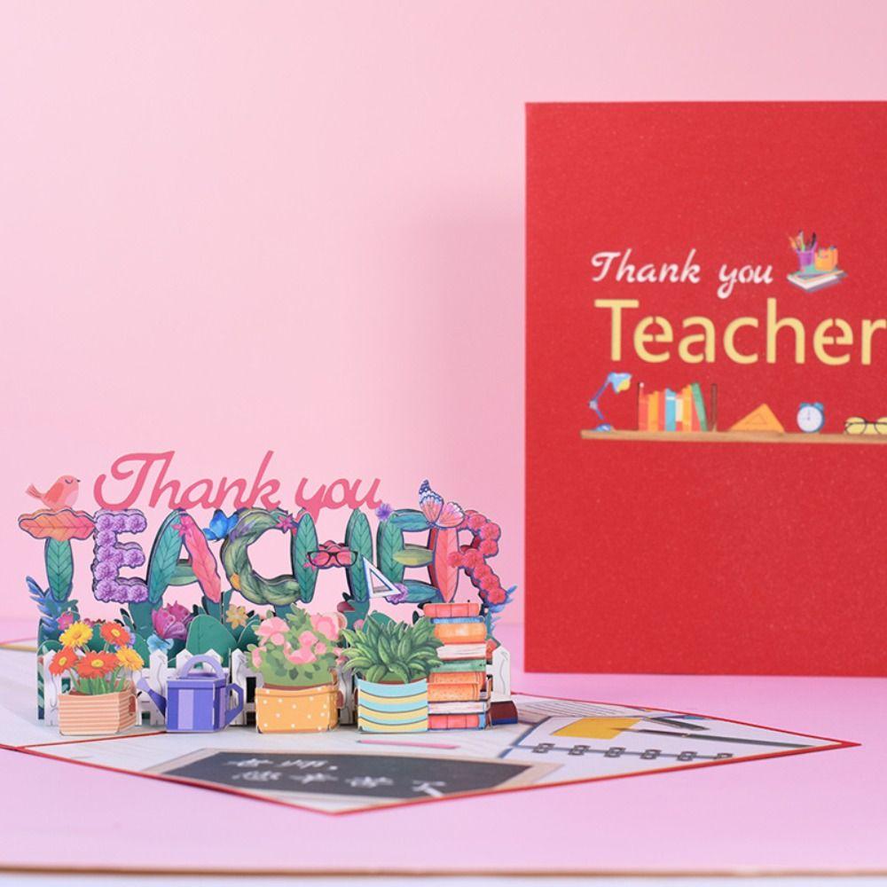 For Mom&Wife Mother's Day Teacher's Day Flower Greeting Cards Pop Up Blessing Card 3D Bouquet Card