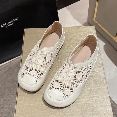 Старые пекинские тканевые туфли женские 2025 новая летняя тонкая дышащая сетка на одном ходу полые маленькие ароматные туфли-лодочки рыбака