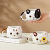 Керамическая чашка с ложкой в виде мультяшного кота, креативная, милая, для кофе, чая, молока, завтрака, чашка для напитков, посуда, новинка, подарок, кружка объемом 430 мл