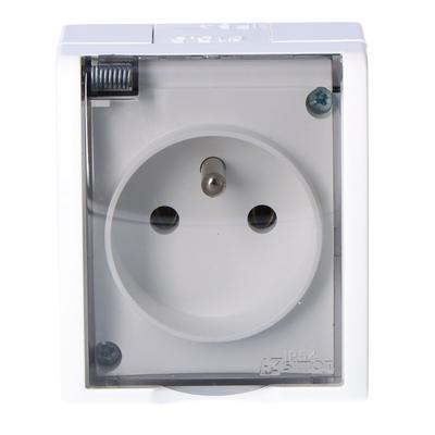 Socket with Grounding 1-fold N/t IP54 AQGZ1/11a Aquarius White, Flap D