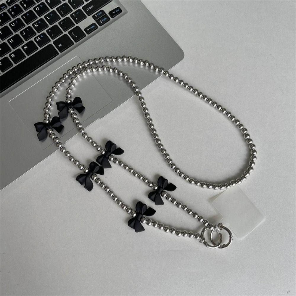 Bow Mobile Phone Chain Heart Beads Phone Strap Kawaii Cellphone Lanyard Girls