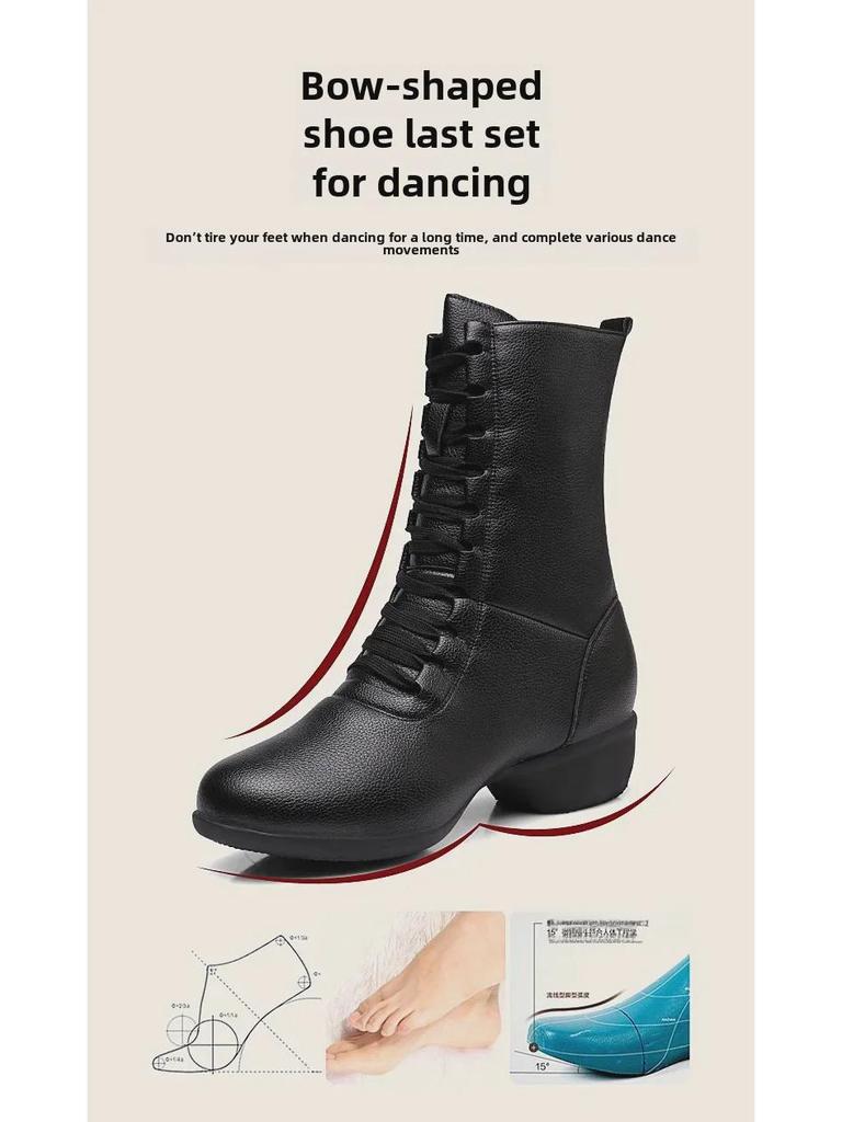 Ботинки для танцев Square Dance Boots с мягкой подошвой и молнией - средний каблук с воздушной подушкой, стиль «матрос», одежда на все времена года