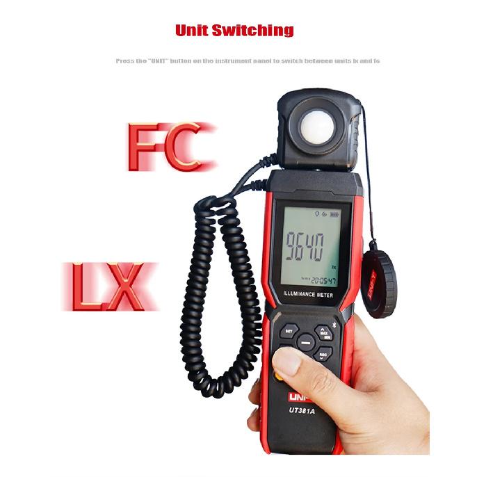 UNI-T UT381A Illuminometer Integrated & Split Digital Light Illuminance Meter 400000 Lx 37160 Fc Luxometer with Bluetooth APP