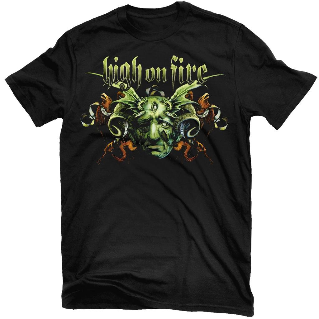 High on Fire Green Demon Rock Band Summer Casual TShirt Unisexs and Womens Luxury Brand Top hot