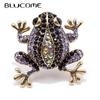 3 Colors Choose Rhinestone Frog Brooches for Women Vintage Fashion Animal Pin Cute Vivid Carton Style Jewelry