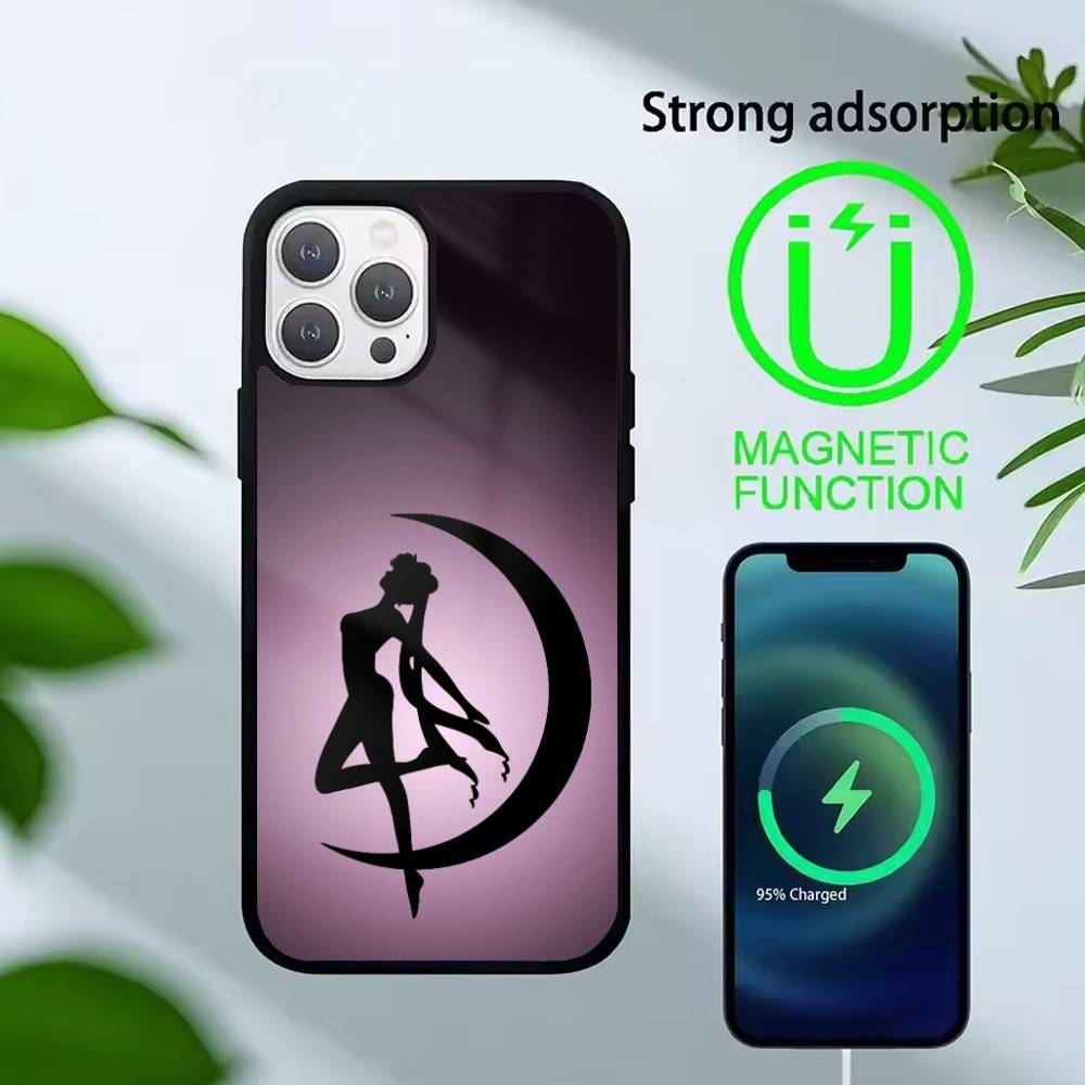 Cartoon P-Sailor Moons Phone Case For iPhone 17,16,15,14,13,Pro,Max,Plus,Magnetic For Magsafe Wireless Charging